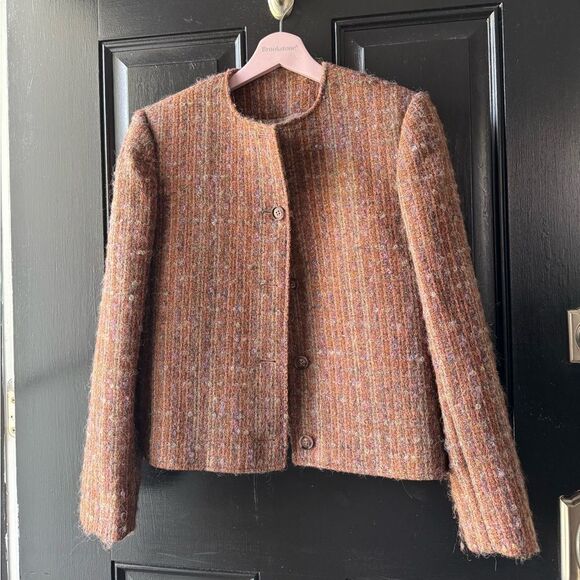 VTG Wool Orange Striped Blazer Jacket Size XS/S - Picture 2 of 14